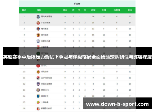 英超赛季中后段压力测试下争冠与保级格局全面检验球队韧性与阵容深度
